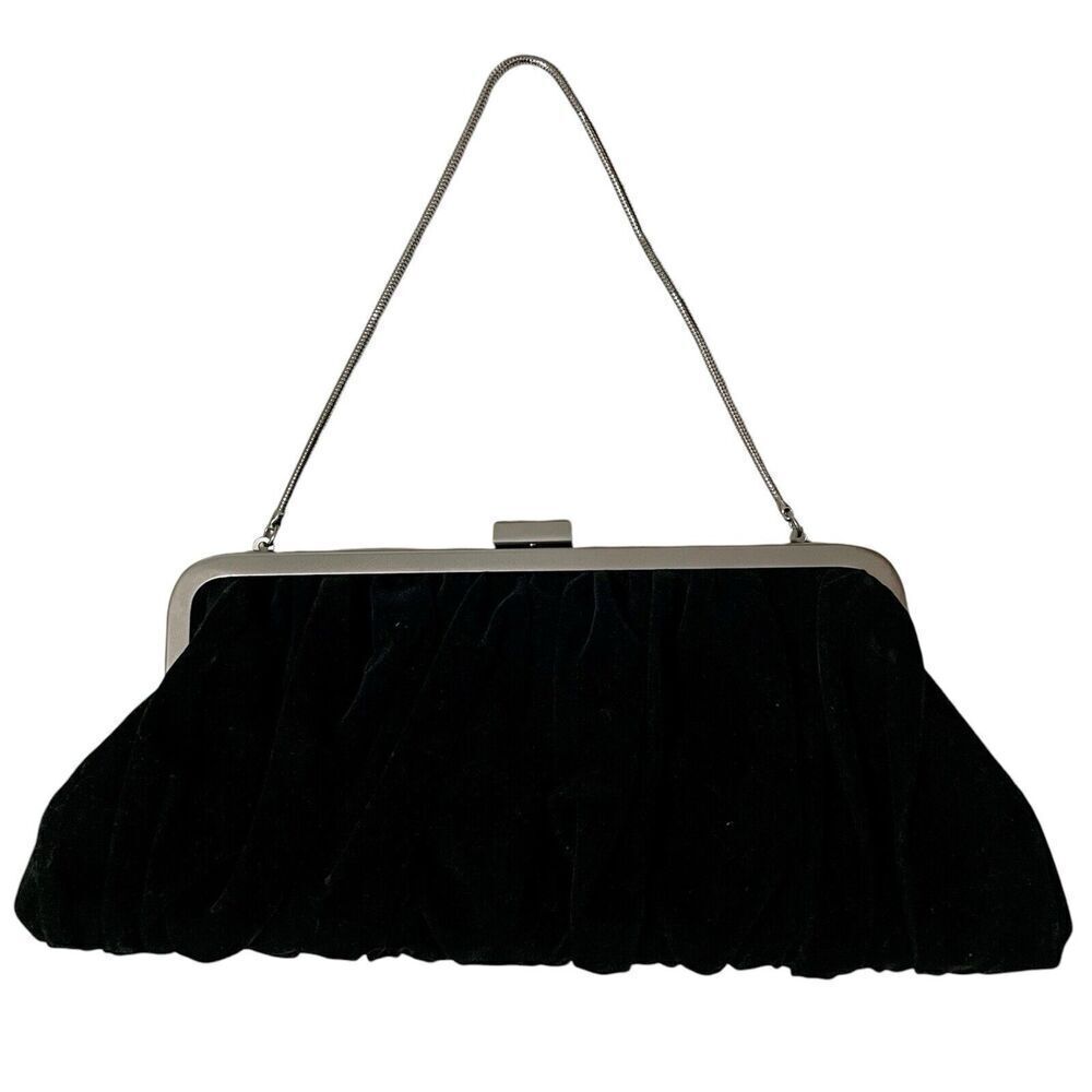 Mary Kay Velvet Convertible Evening Clutch Purse Satchel Handbag Black V…